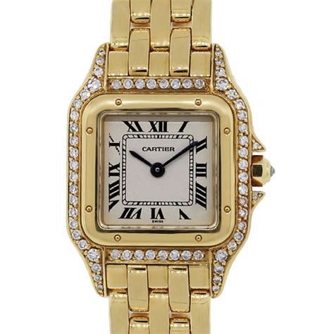 cartier gold and diamond watch|cartier watch with diamond bezel.